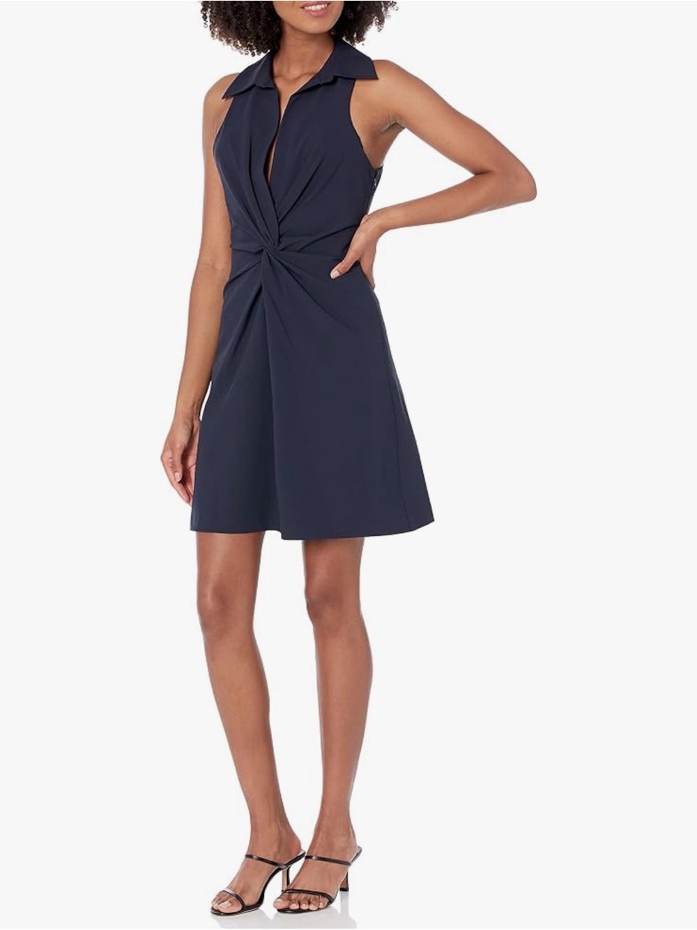 Cinq a Sept McKenna twist knot sleeveless collared navy blue mini dress size 10